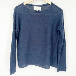 Brochu Walker Blue Linen Crew Neck Sweater
